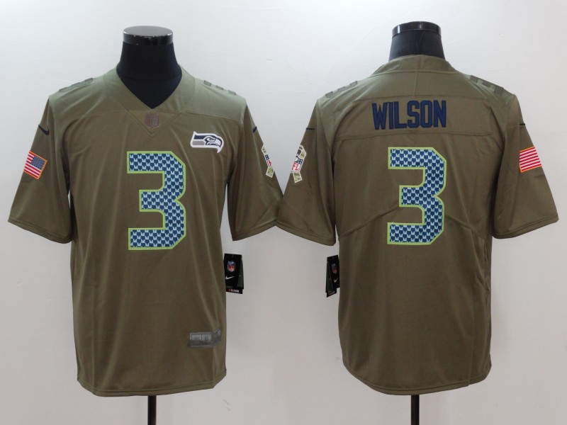 Men's Seattle Seahawks Russell Wilson #3 Brown Alternate Jersey